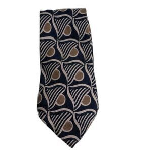 Jsaco Mens Tie 50% Silk 50% Viscose Navy Blue And Tan Made in italy